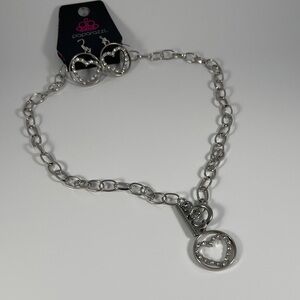 Paparazzi Silver Heart Charm Necklace Set
